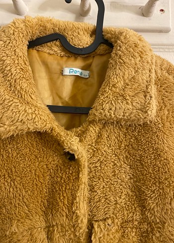 Kahverengi Peluş Kadın Midi Mont - Görsel 3