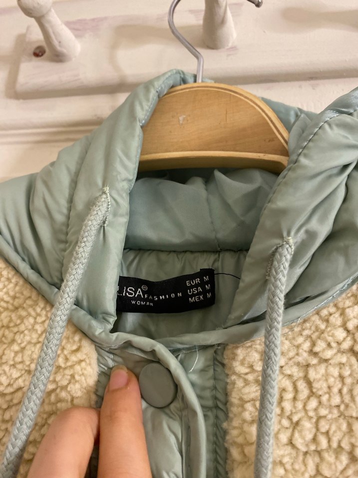 Bej Kapüşonlu Midi Peluş Ceket - Görsel 3