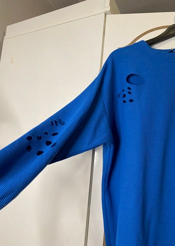 Lacivert Kesik Detaylı Uzun Kollu Sweatshirt - Görsel 2