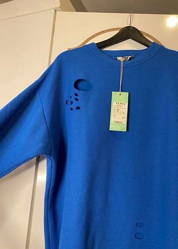 Lacivert Kesik Detaylı Uzun Kollu Sweatshirt - Görsel 4