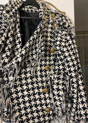 Düğmeli Siyah Midi Kadın Blazer - Görsel 2