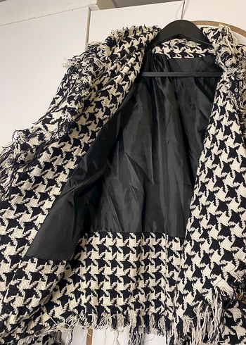 Düğmeli Siyah Midi Kadın Blazer - Görsel 4