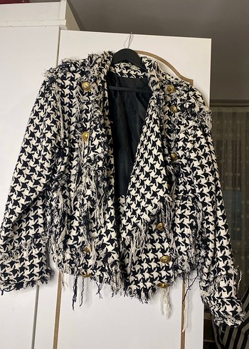 Düğmeli Siyah Midi Kadın Blazer - Görsel 5