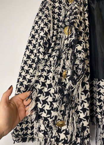 Düğmeli Siyah Midi Kadın Blazer - Görsel 3