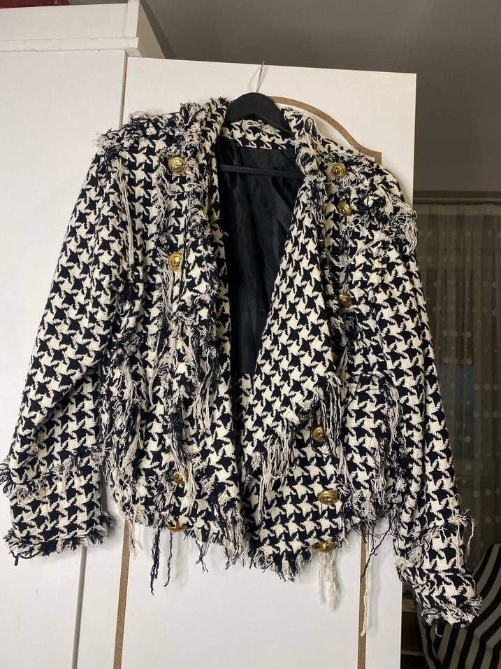 Düğmeli Siyah Midi Kadın Blazer - Görsel 5