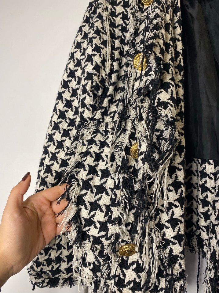 Düğmeli Siyah Midi Kadın Blazer - Görsel 3