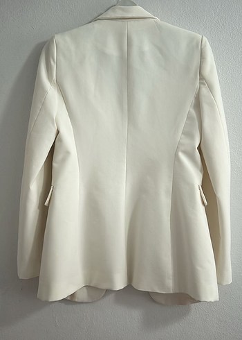 Krem Kadın Düğmeli Modern Klasik Blazer - Görsel 3