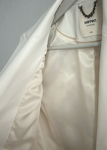 Krem Kadın Düğmeli Modern Klasik Blazer - Görsel 6