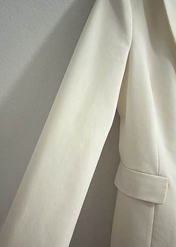 Krem Kadın Düğmeli Modern Klasik Blazer - Görsel 5