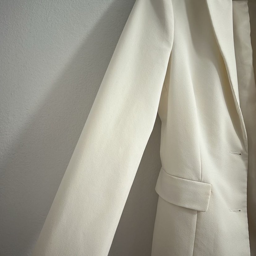 Krem Kadın Düğmeli Modern Klasik Blazer - Görsel 5