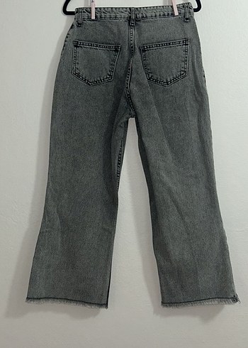 Gri Düğmeli Salaş Kadın Kot Pantolon - Görsel 3