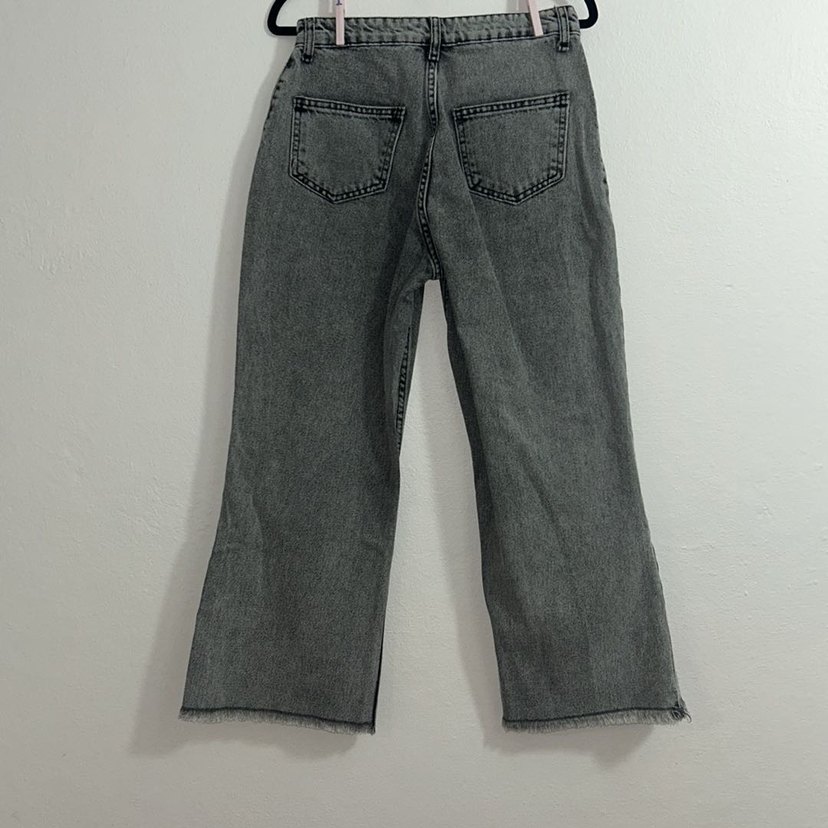 Gri Düğmeli Salaş Kadın Kot Pantolon - Görsel 3