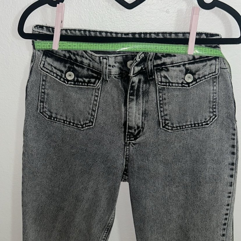 Gri Düğmeli Salaş Kadın Kot Pantolon - Görsel 4