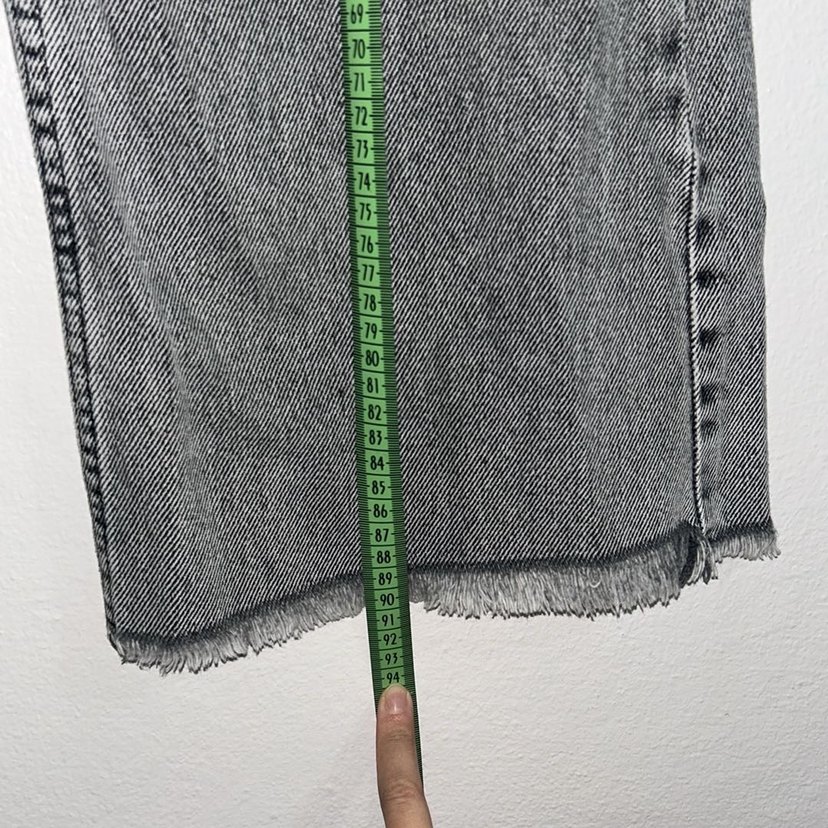 Gri Düğmeli Salaş Kadın Kot Pantolon - Görsel 5