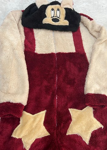 Bordo Kadın Uzun Peluş Tulum, Nakışlı - Görsel 3