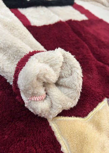 Bordo Kadın Uzun Peluş Tulum, Nakışlı - Görsel 5