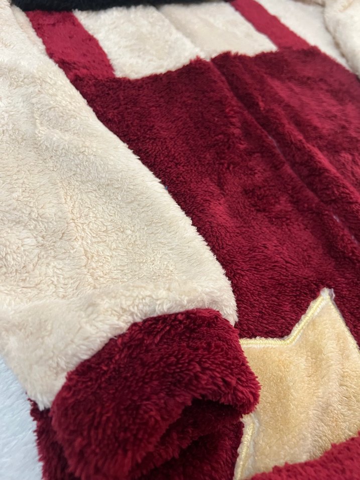 Bordo Kadın Uzun Peluş Tulum, Nakışlı - Görsel 4