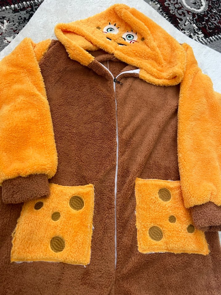 Leopar Desenli Kahverengi Kadın tulum - Görsel 5