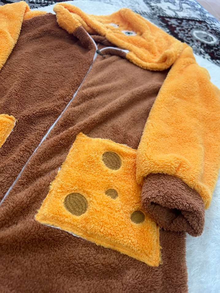 Leopar Desenli Kahverengi Kadın tulum - Görsel 4