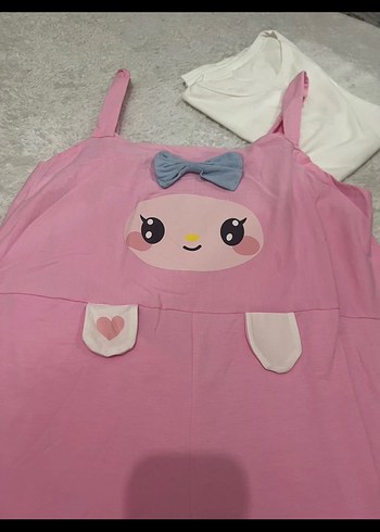 Kızlar için Pembe Nakışlı Salopet - Görsel 3