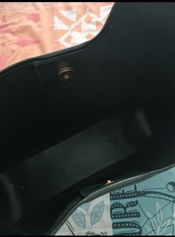 Siyah Suni Deri Çıtçıtlı Kadın Omuz Çantası - Görsel 2