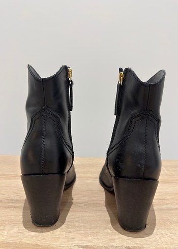 Kadın Siyah Deri Stiletto Topuklu Bot - Görsel 3