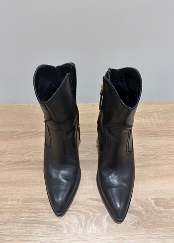 Kadın Siyah Deri Stiletto Topuklu Bot - Görsel 2