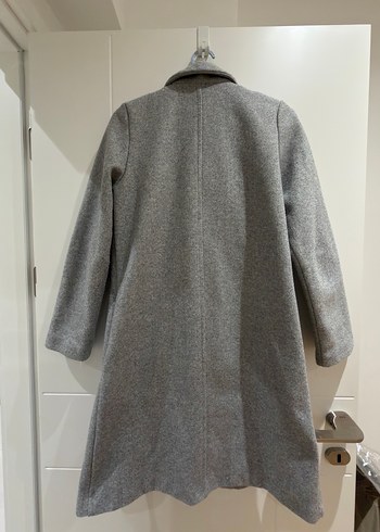 Gri Uzun Yün Karışımlı Kaban - Görsel 2