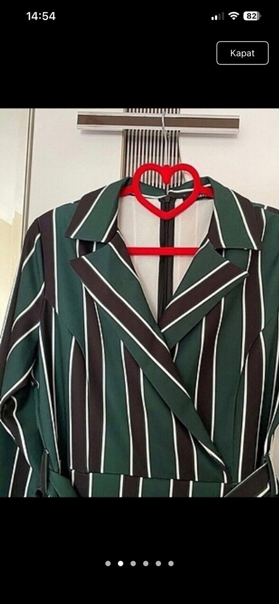 Kemerli Uzun Kollu Çizgili Kadın Takım - Görsel 3