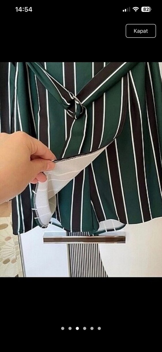 Kemerli Uzun Kollu Çizgili Kadın Takım - Görsel 2