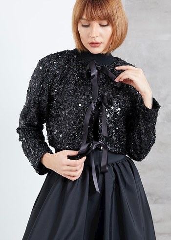 Siyah Payetli Bolero - Görsel 2