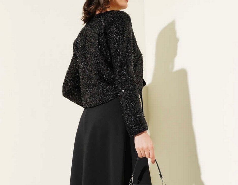 Siyah Payetli Bolero - Görsel 3