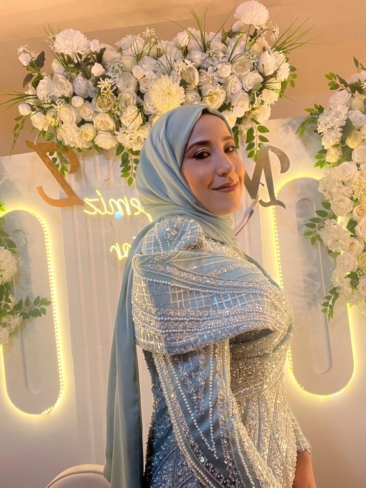 Su yeşili tesettür abiye - Görsel 4