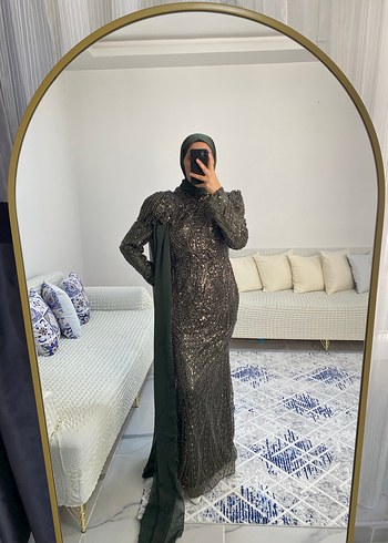 Haki pelerinli abiye - Görsel 2