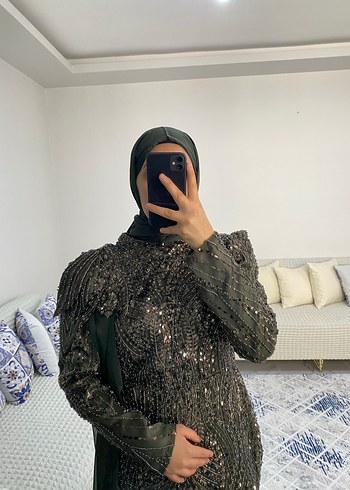 Haki pelerinli abiye - Görsel 5