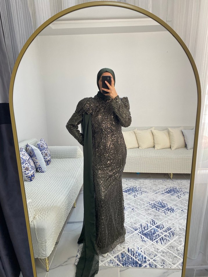 Haki pelerinli abiye - Görsel 2