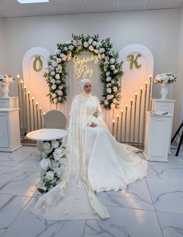 Tesettür Nikah Söz Elbisesi - Görsel 5