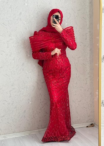 Kırmızı fiyonk abiye - Görsel 4