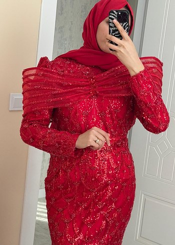 Kırmızı fiyonk abiye - Görsel 2