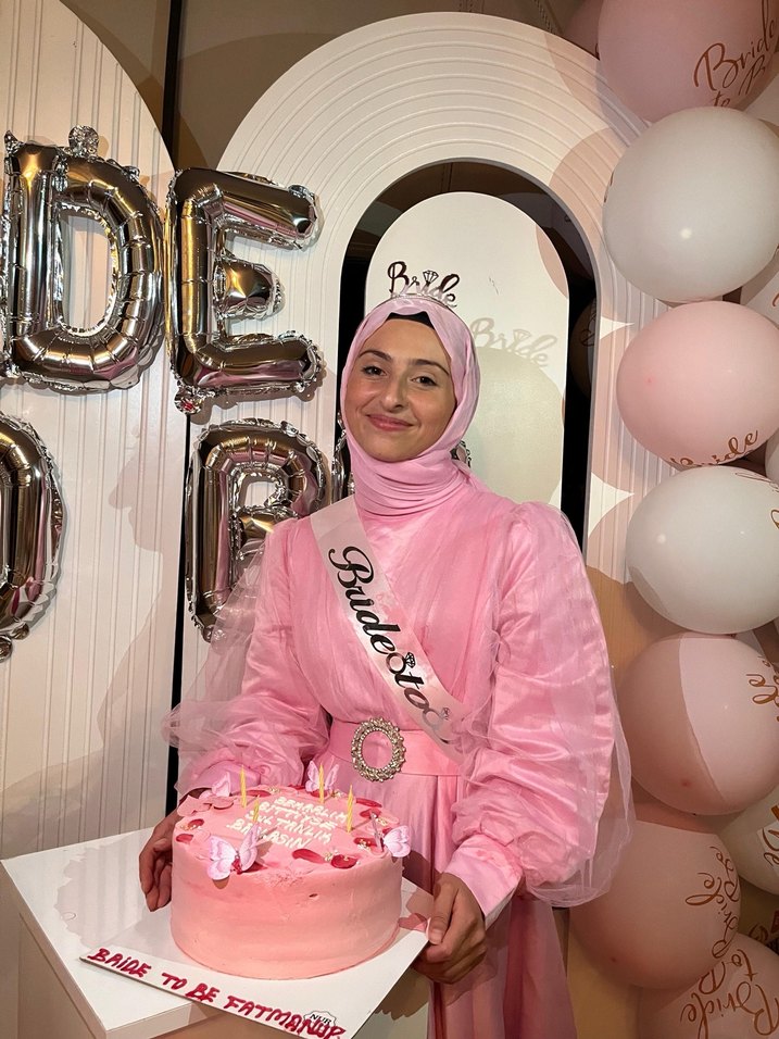 Tesettür pembe  bride bekarlığa veda elbisesi - Görsel 5