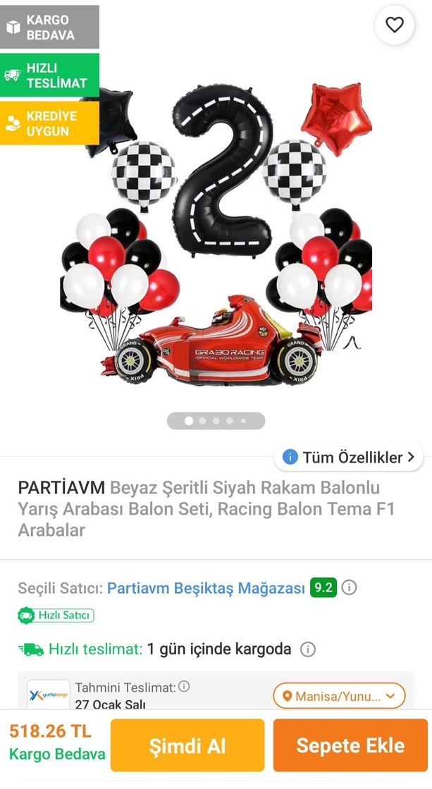 Kırmızı Yarış Temalı Parti Balon Seti - Görsel 4