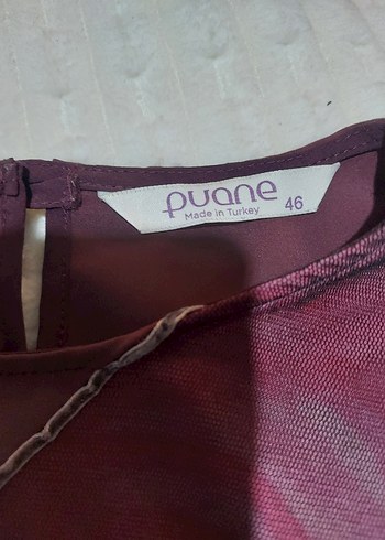 Bordo Baskılı Uzun Kollu Kadın Bluz - Görsel 2