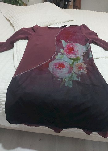 Bordo Baskılı Uzun Kollu Kadın Bluz - Görsel 3