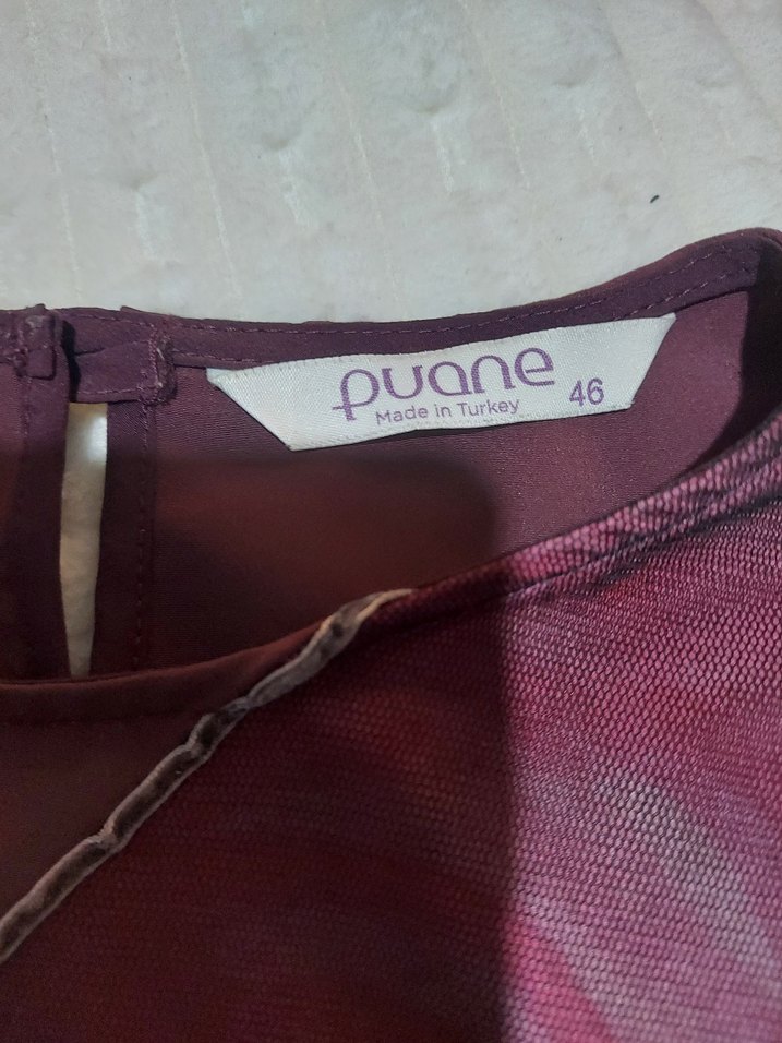 Bordo Baskılı Uzun Kollu Kadın Bluz - Görsel 2