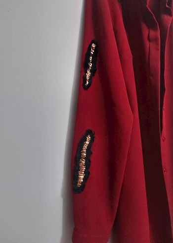 Bordo Uzun Kollu Nakışlı Kadın Tunik - Görsel 4