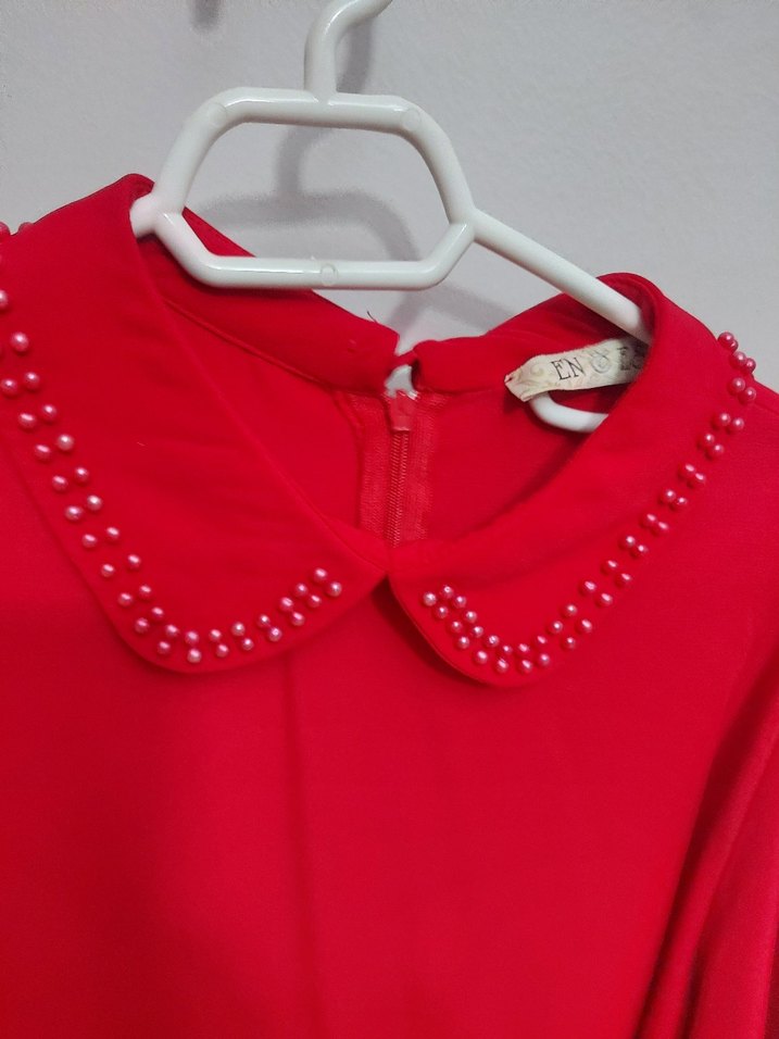 Kırmızı Uzun Kollu Kadın Tunik - Görsel 5