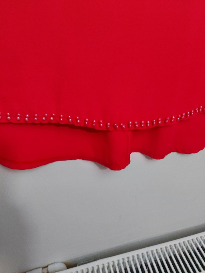 Kırmızı Uzun Kollu Kadın Tunik - Görsel 4