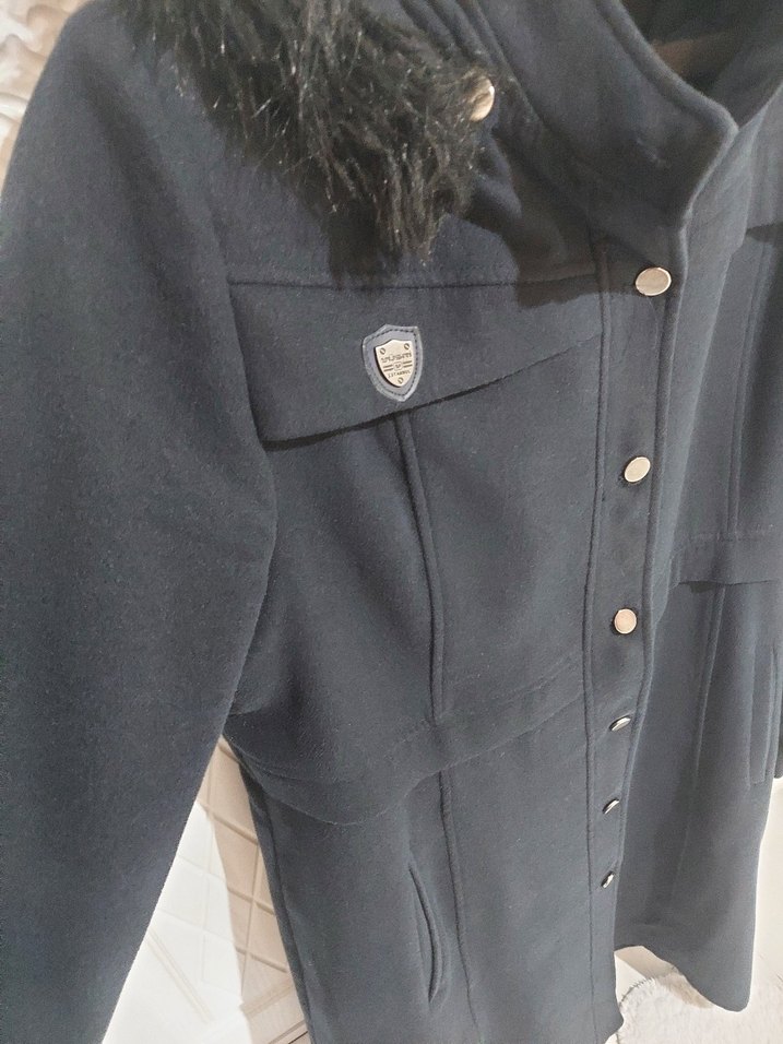 lacivert kaşe kaban - Görsel 2