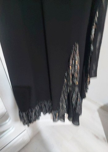 Siyah Uzun Kollu Drapeli Kadın Elbise - Görsel 3