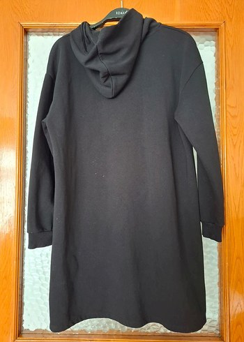 Drapeli Siyah Baskılı Uzun Sweatshirt - Görsel 2